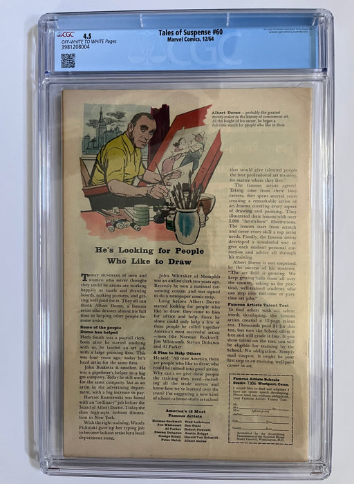 Tales Of Suspence No. 60 Featuring Iron Man and Captain America Comic by Marvel Comics - Graded 4.5 (Used)