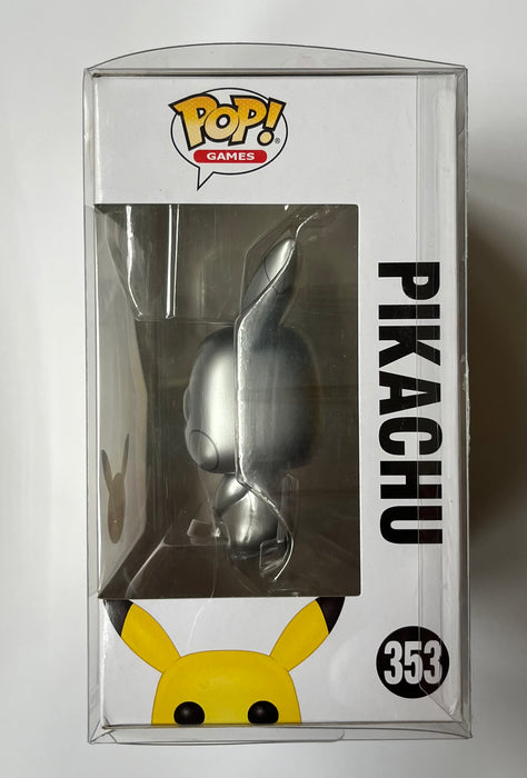 Pokemon - Pikachu Silver Metallic Pop! Vinyl Figure 25th Anniversary with Protector- USED