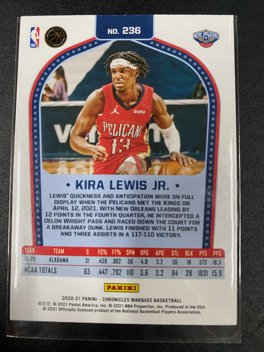 Kira Lewis Jr RC - 2020-21 Chronicles Marquee Holo Rookie Card Pelicans - #236 USED