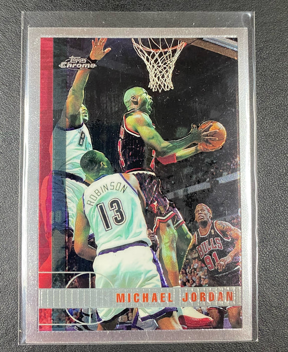 1997-98 Topps Chrome Michael Jordan Basketball Card #123 Chicago Bulls 1997-98 Topps Chrome Michael Jordan Basketball Card #123 Chicago Bulls NM MINT