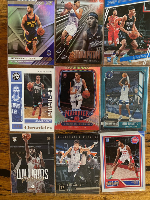 Assortment of x 9 NBA Trading Cards from 2021 2022 Panini Chronicles Basketball Cereal Box USED