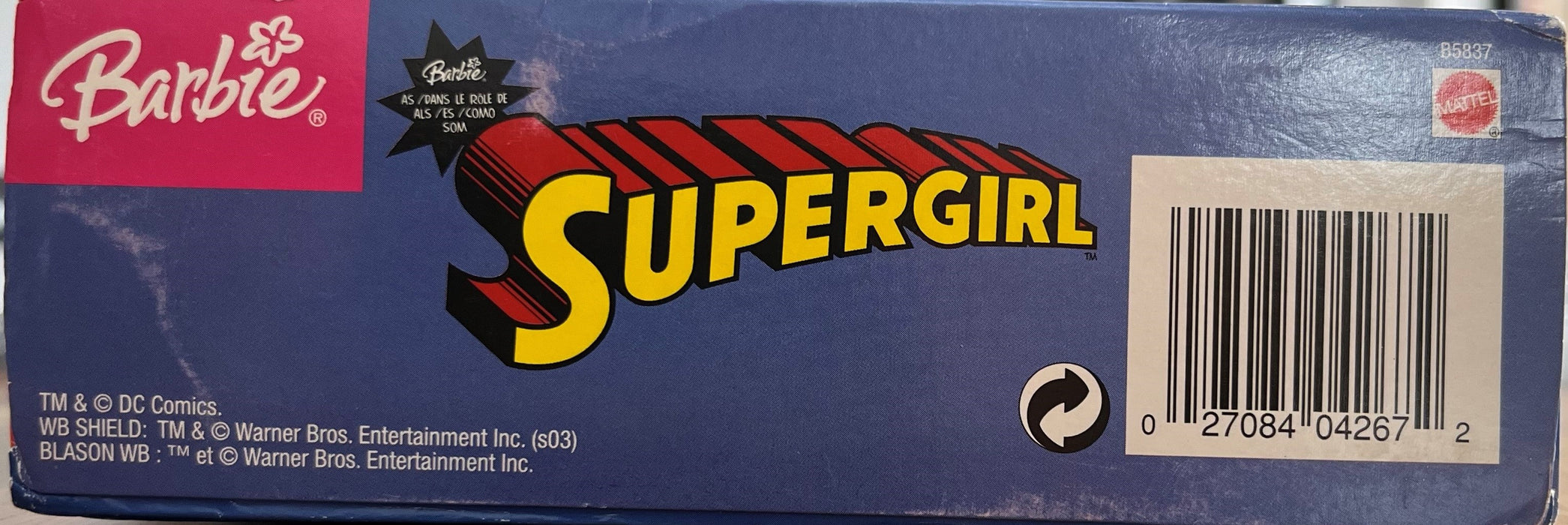 Supergirl Barbie Superhero Doll with lunchbox hanger DC 2003