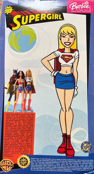 Supergirl Barbie Superhero Doll with lunchbox hanger DC 2003